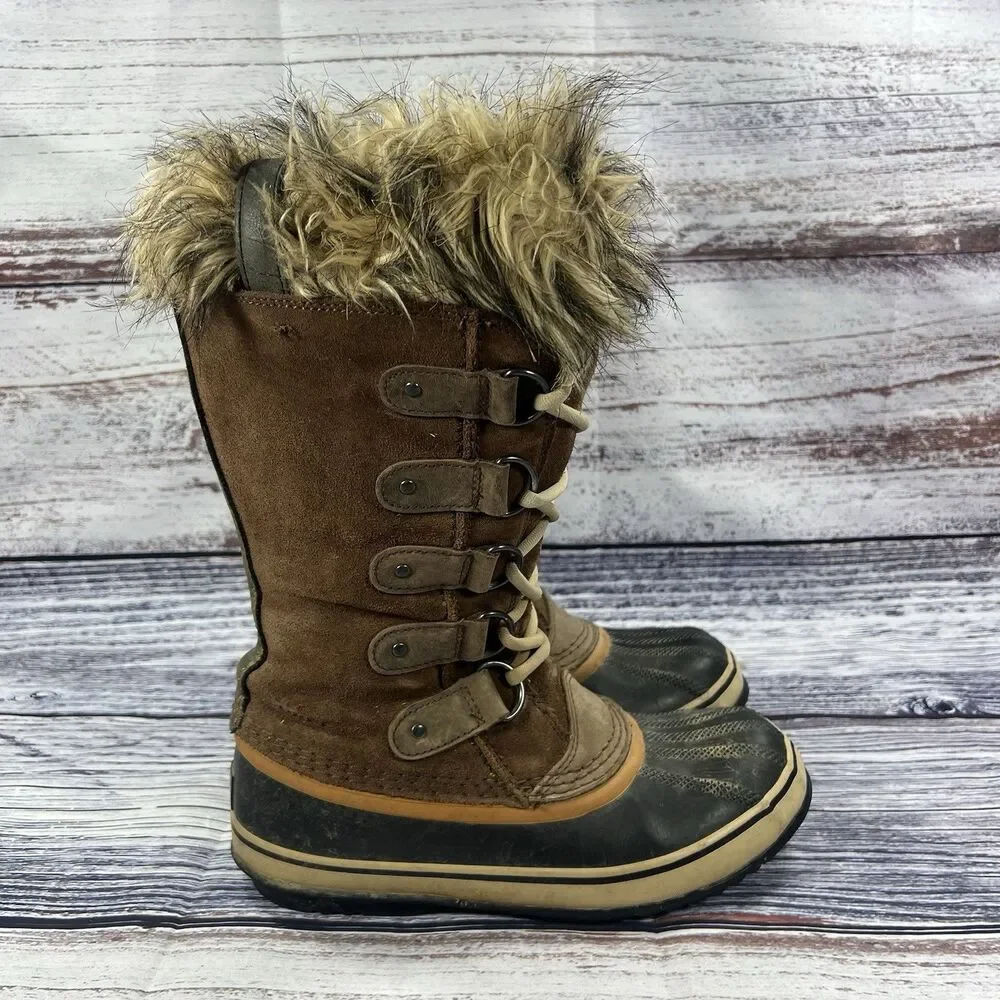 Sorel Joan Of Arctic Waterproof Brown Suede Tall Snow Boots Shoes Women’s Size 7